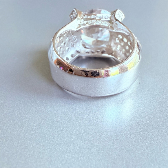 Huge Estate 10.88ct Cubic Zirconia Sterling Silver 925 Statement Cocktail Ring - Picture 9 of 13